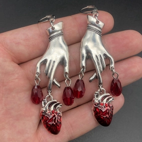 Wholesale Waterdrop Ruby Hands Alloy Earrings