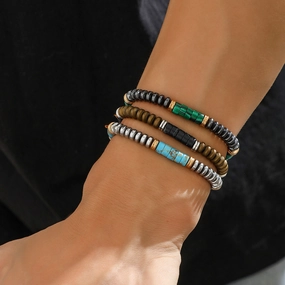 Wholesale Wax Cord Turquoise Adjustable Men's Bracelet