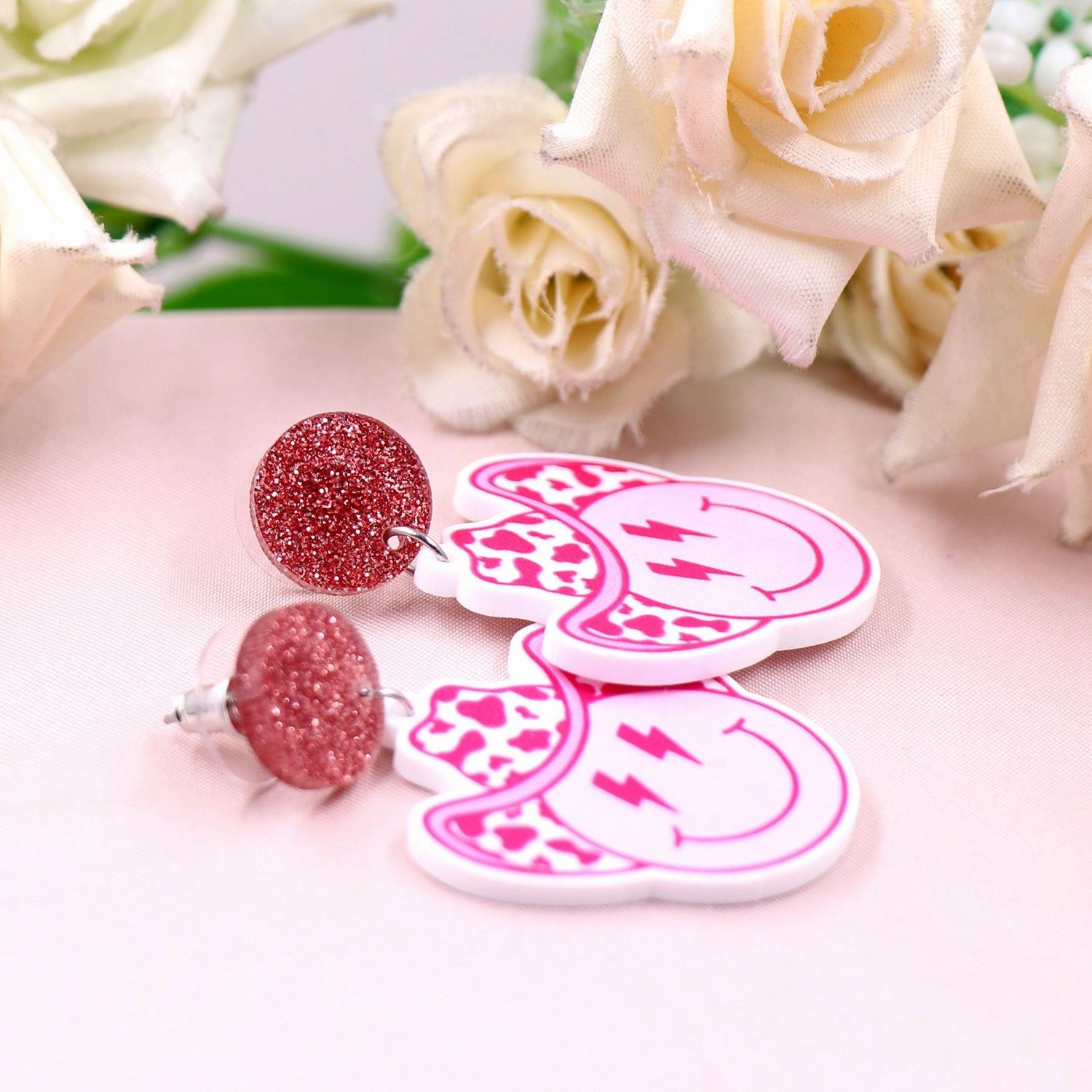 Wholesale Wearing Hat Smiley Acrylic Earrings