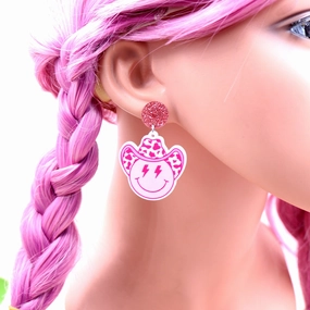 Wholesale Wearing Hat Smiley Acrylic Earrings