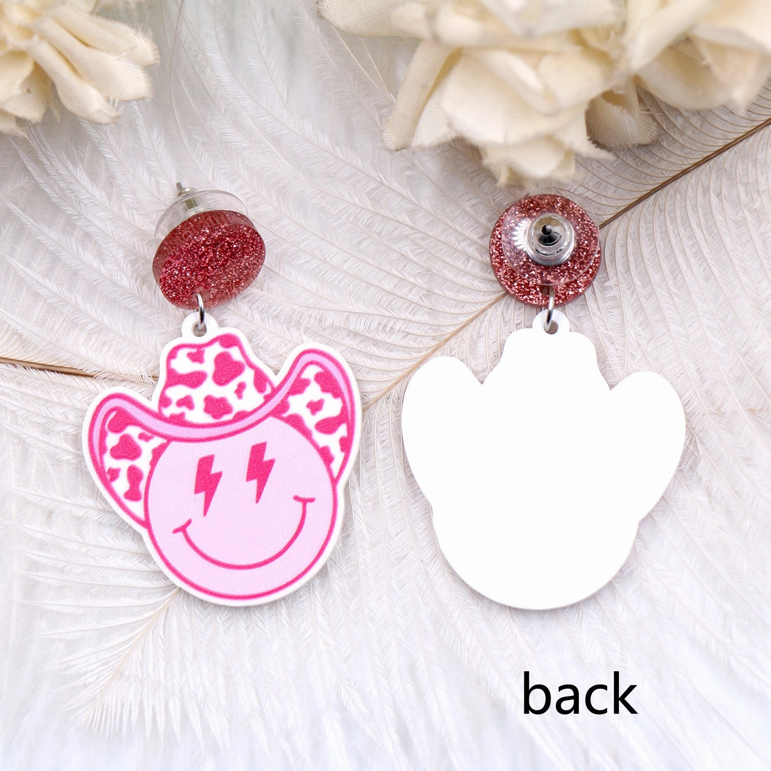 Wholesale Wearing Hat Smiley Acrylic Earrings