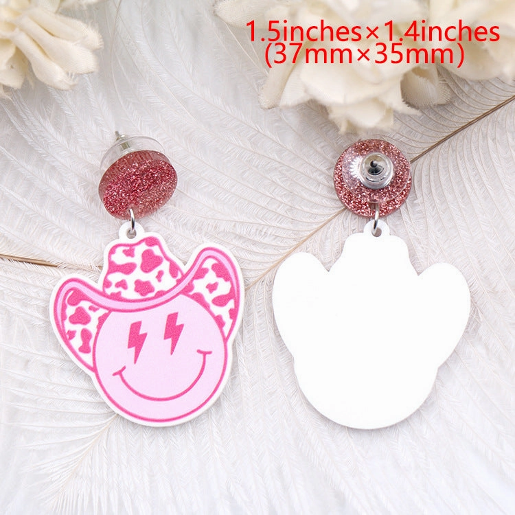 Wholesale Wearing Hat Smiley Acrylic Earrings