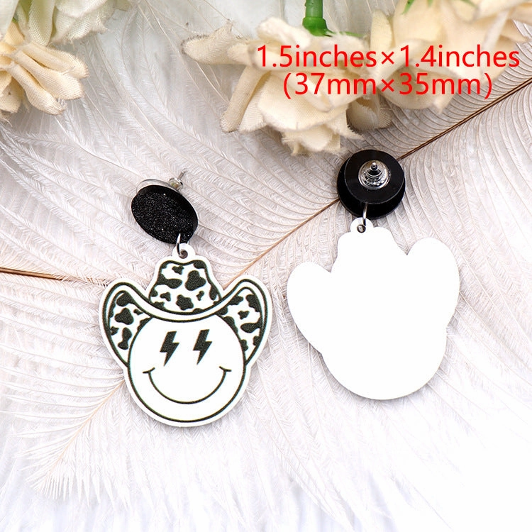 Wholesale Wearing Hat Smiley Acrylic Earrings