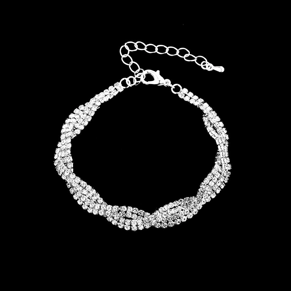 Wholesale Wedding Dress Rhinestone Necklace Earrings Two Piece Set