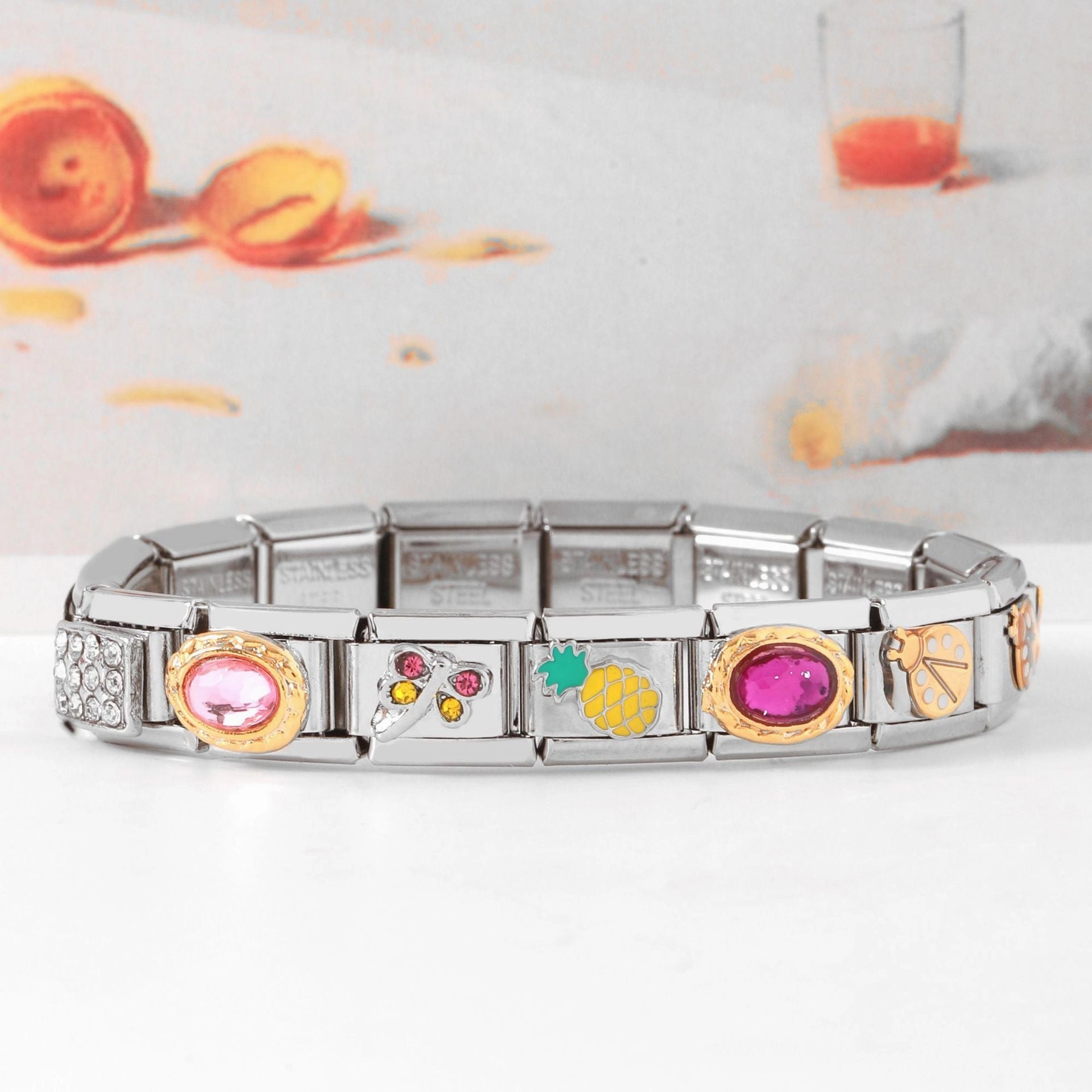 Wholesale Welding 9mm Module Pattern Letter Bracelet DIY Accessories