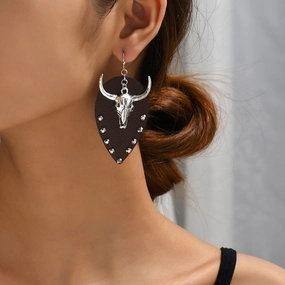 Wholesale West Denim Leather Earrings with Diamonds