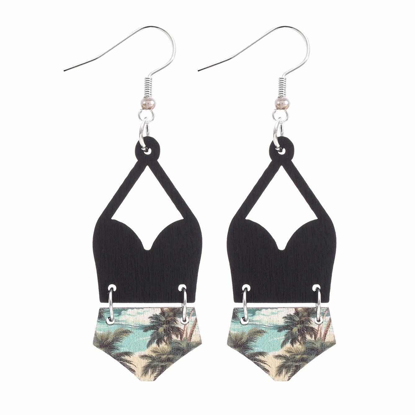 Wholesale Western Bikini Wooden Geometric Diamond Earrings