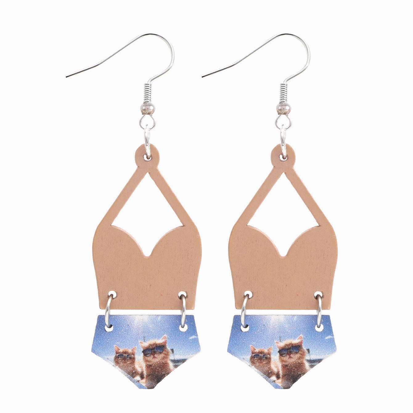Wholesale Western Bikini Wooden Geometric Diamond Earrings