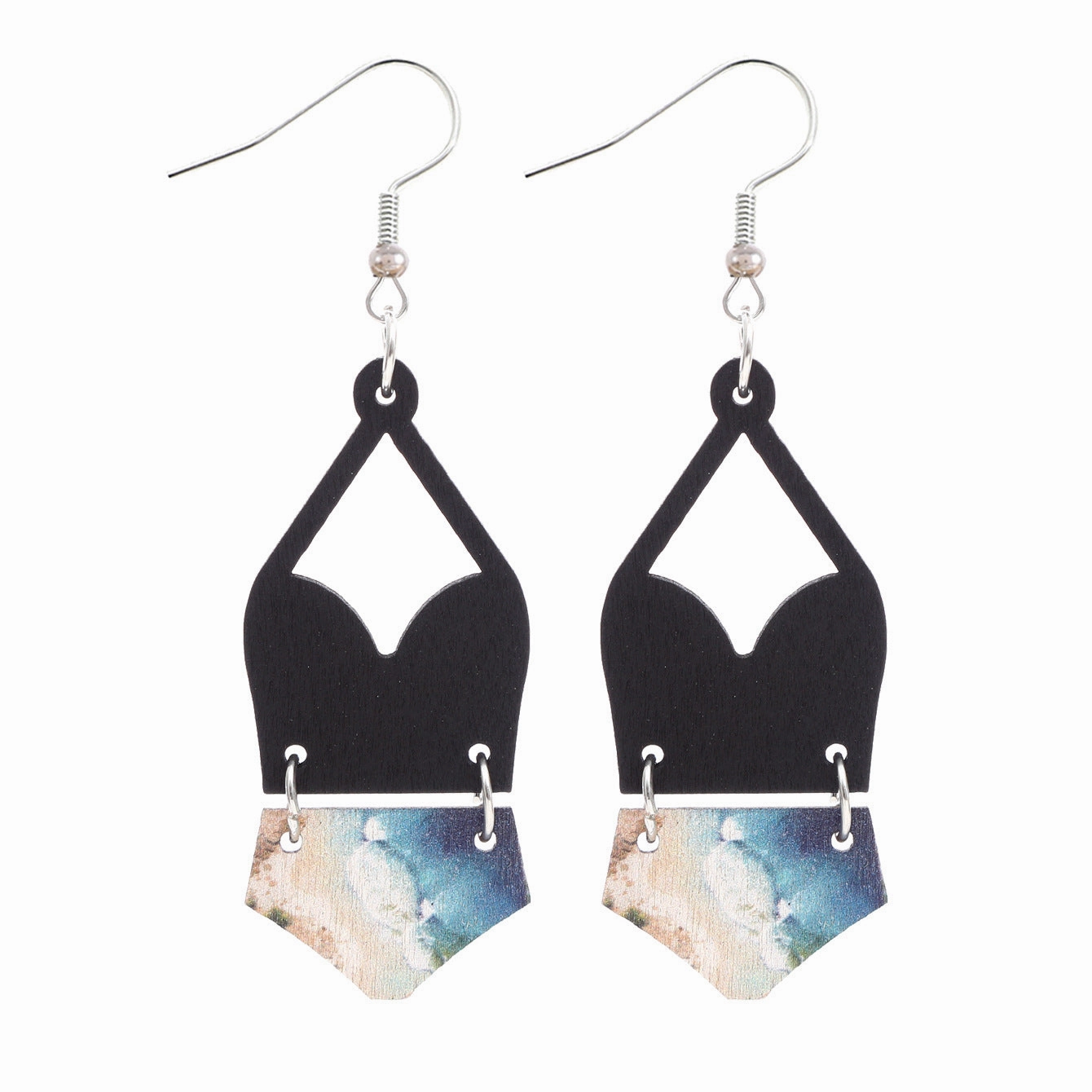 Wholesale Western Bikini Wooden Geometric Diamond Earrings
