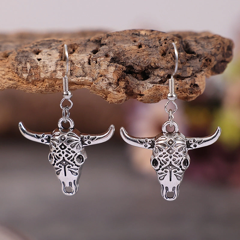 Wholesale Western Bullhead Alloy Earrings