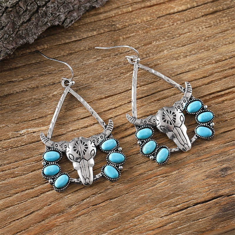 Wholesale Western Bullhead Tribal Turquoise Earrings