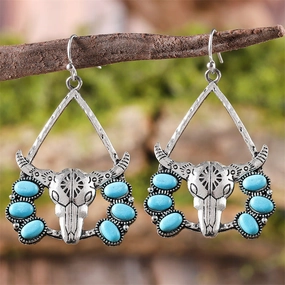 Wholesale Western Bullhead Tribal Turquoise Earrings