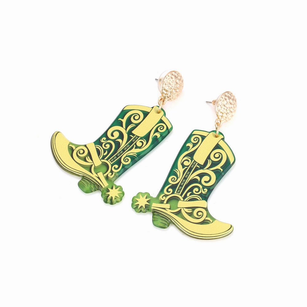 Wholesale Western Cowboy Boots Acrylic Earrings
