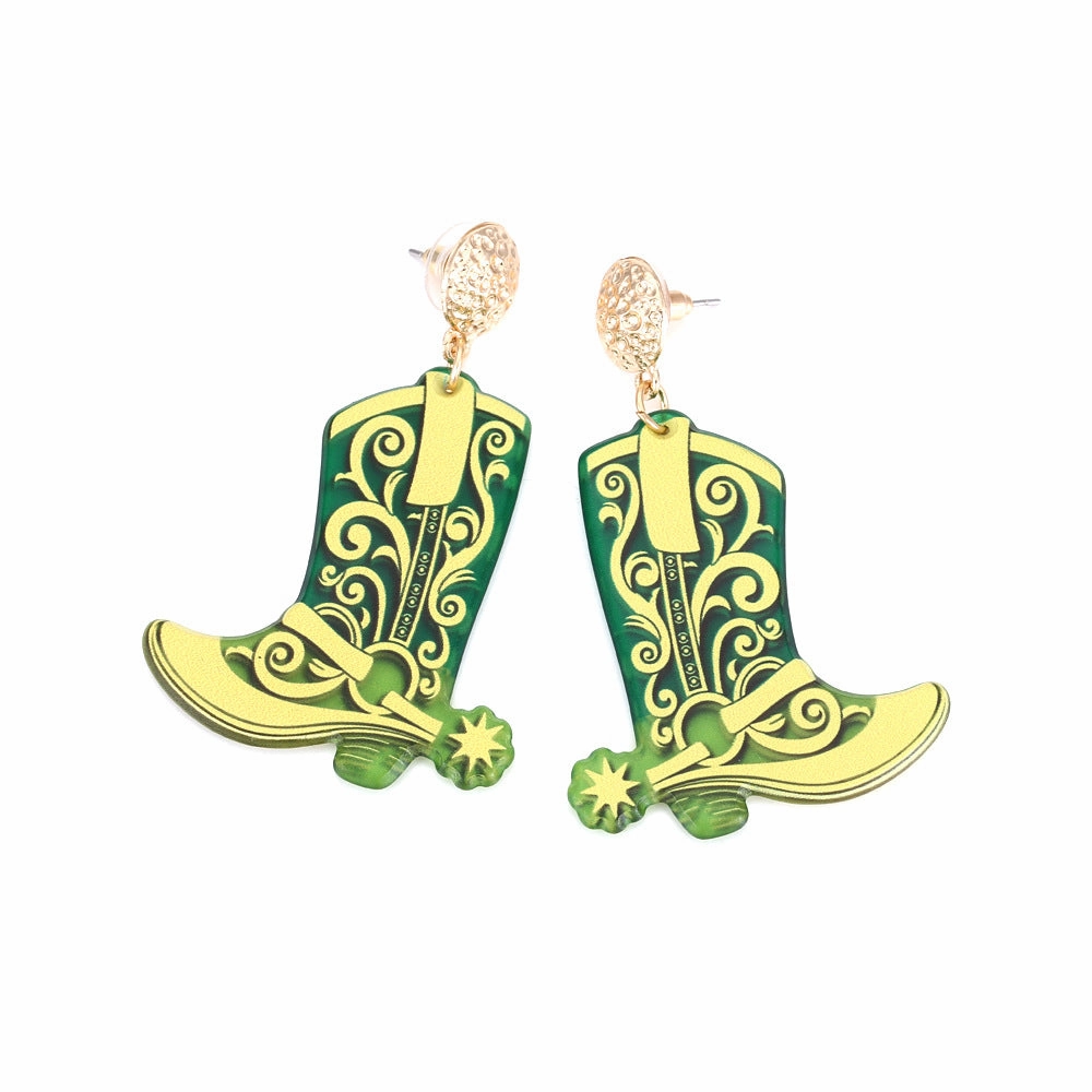 Wholesale Western Cowboy Boots Acrylic Earrings