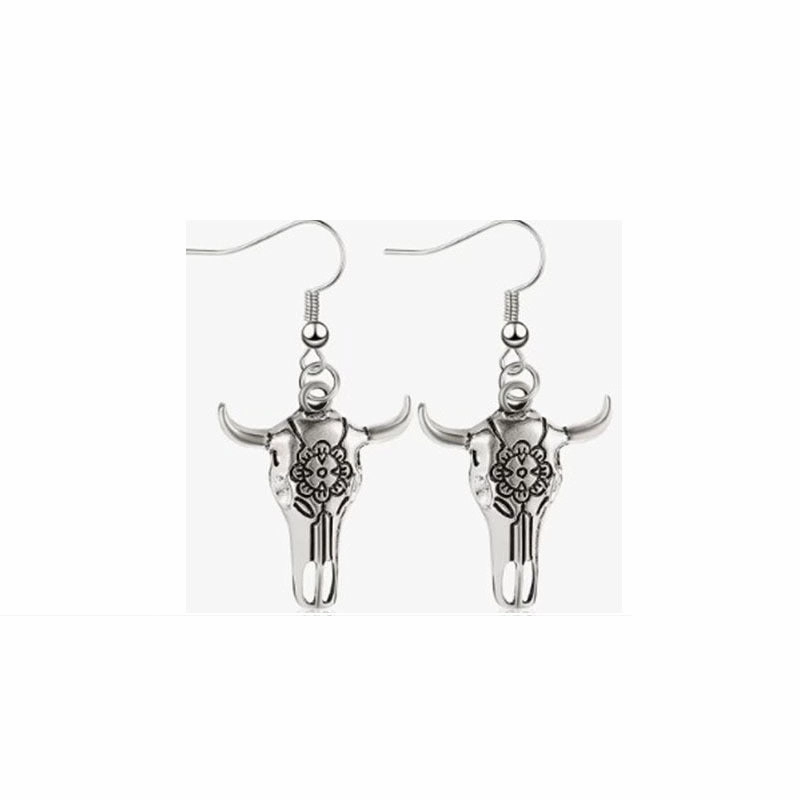 Wholesale Western Cowboy Bull Head Pistol Boots Horseshoe Vintage Earrings