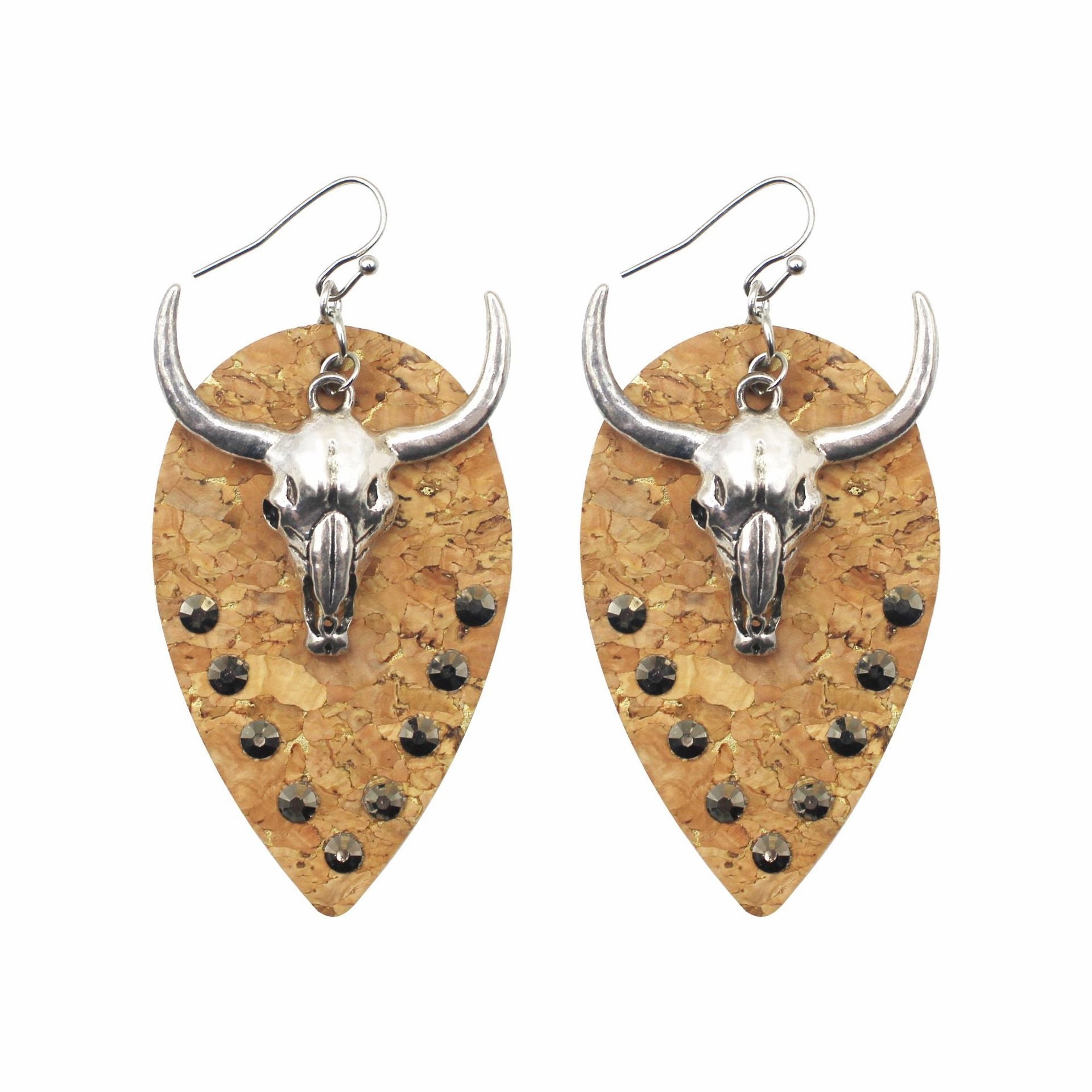Wholesale Western Cowboy Bullhead Leather Earrings