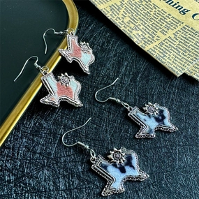 Wholesale Western Cowboy Design American Map Shape Niche Noble Ancient Style Earrings