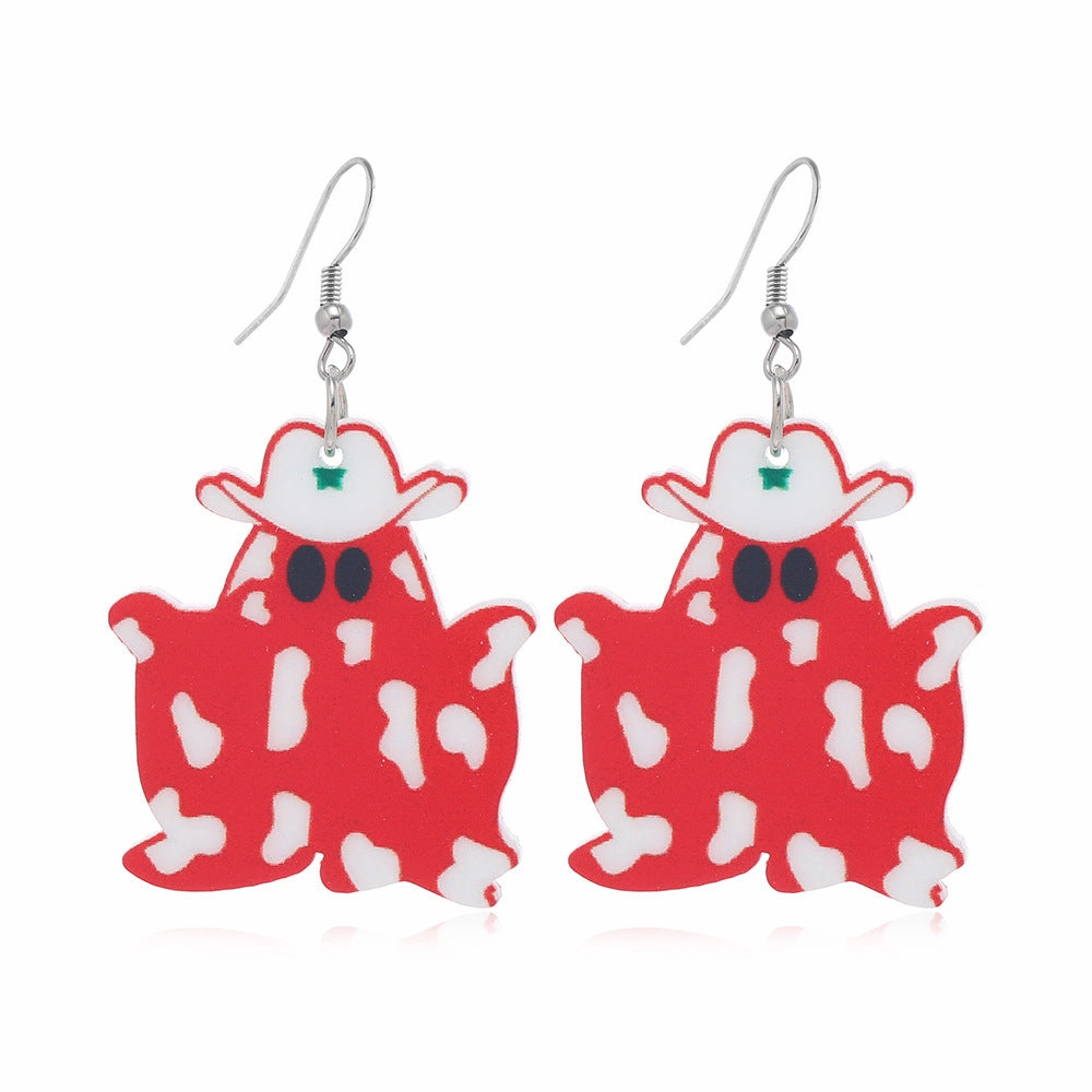 Wholesale Western Cowboy Ghost Halloween Retro Acrylic Earrings OLY-ES-KaiQing003