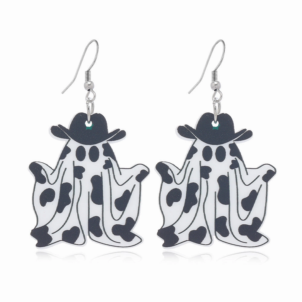 Wholesale Western Cowboy Ghost Halloween Retro Acrylic Earrings OLY-ES-KaiQing003