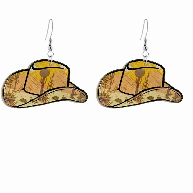 Wholesale Western Cowboy Hat Acrylic Earrings