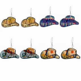 Wholesale Western Cowboy Hat Acrylic Earrings