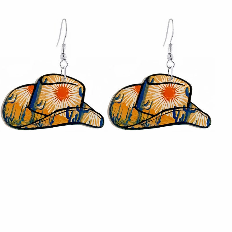 Wholesale Western Cowboy Hat Acrylic Earrings