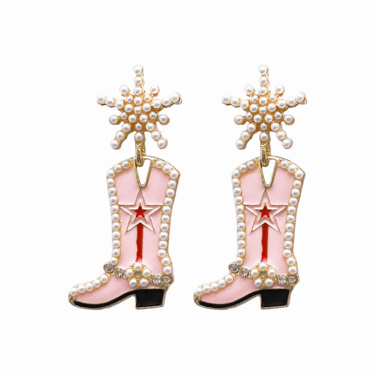 Wholesale Western Cowboy Hat Alloy Christmas Boots Earrings