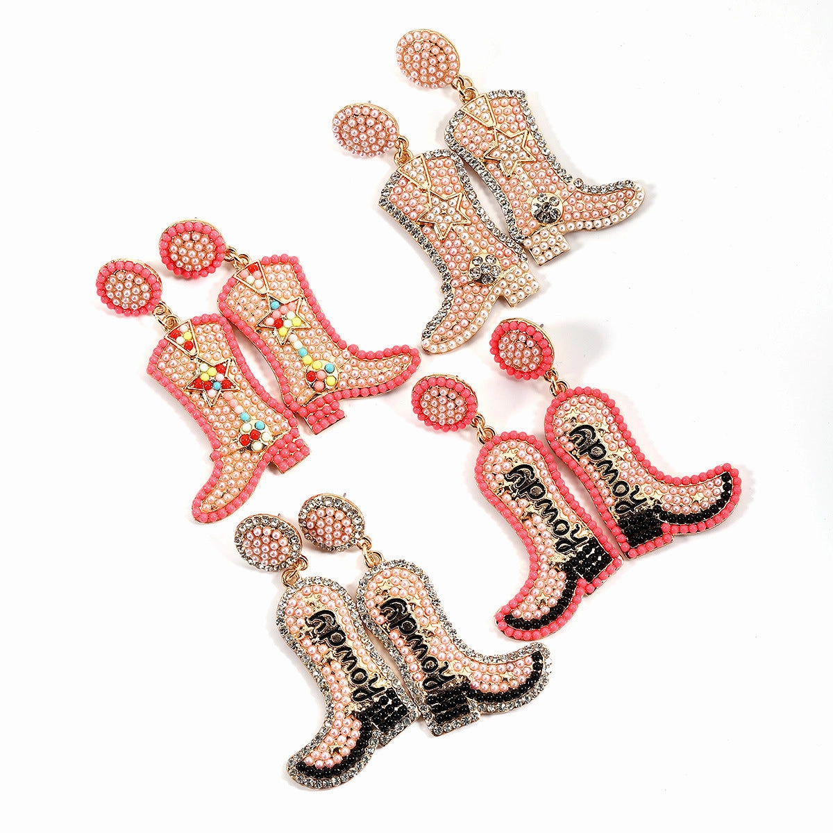 Wholesale Western Cowboy Hat Alloy Christmas Boots Earrings