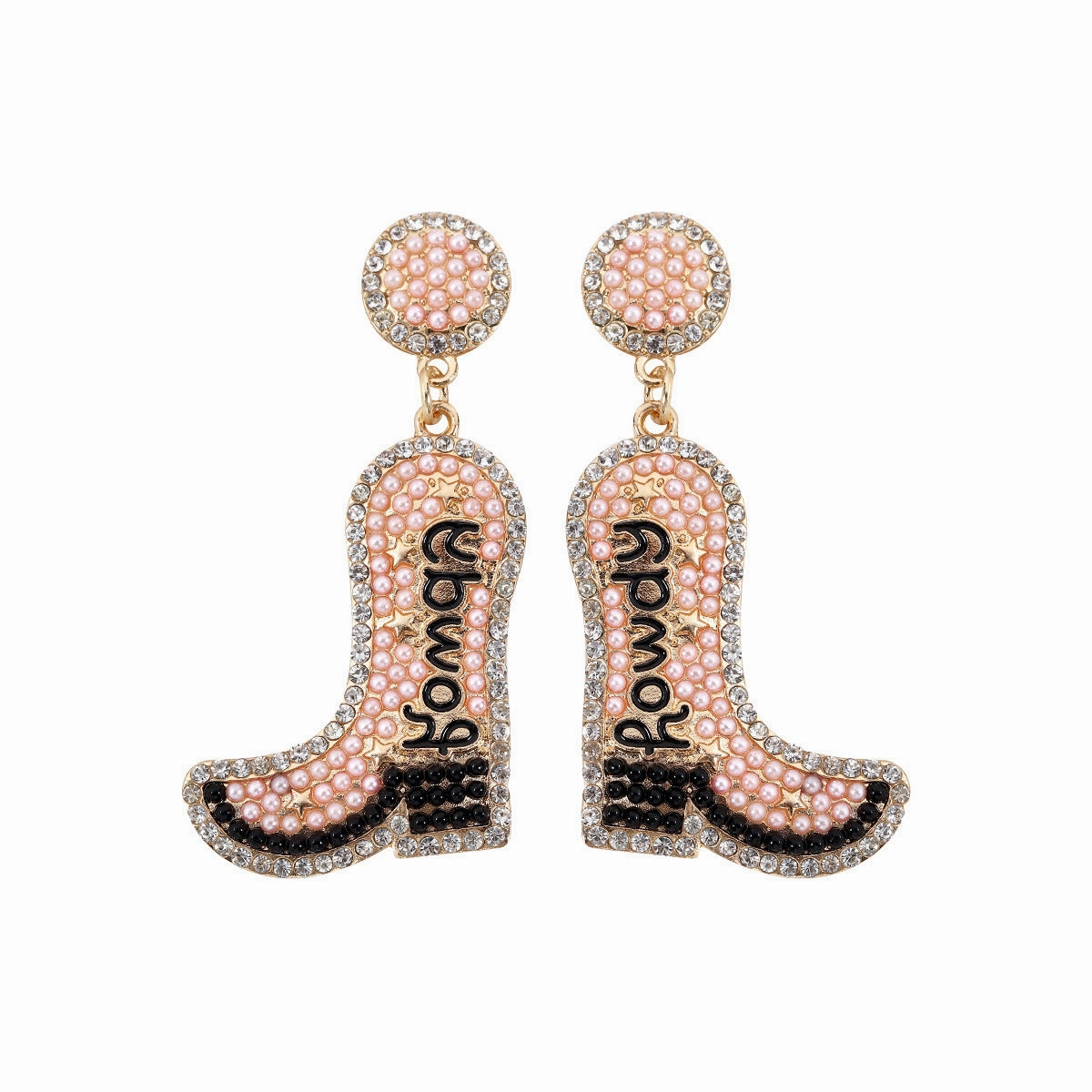 Wholesale Western Cowboy Hat Alloy Christmas Boots Earrings