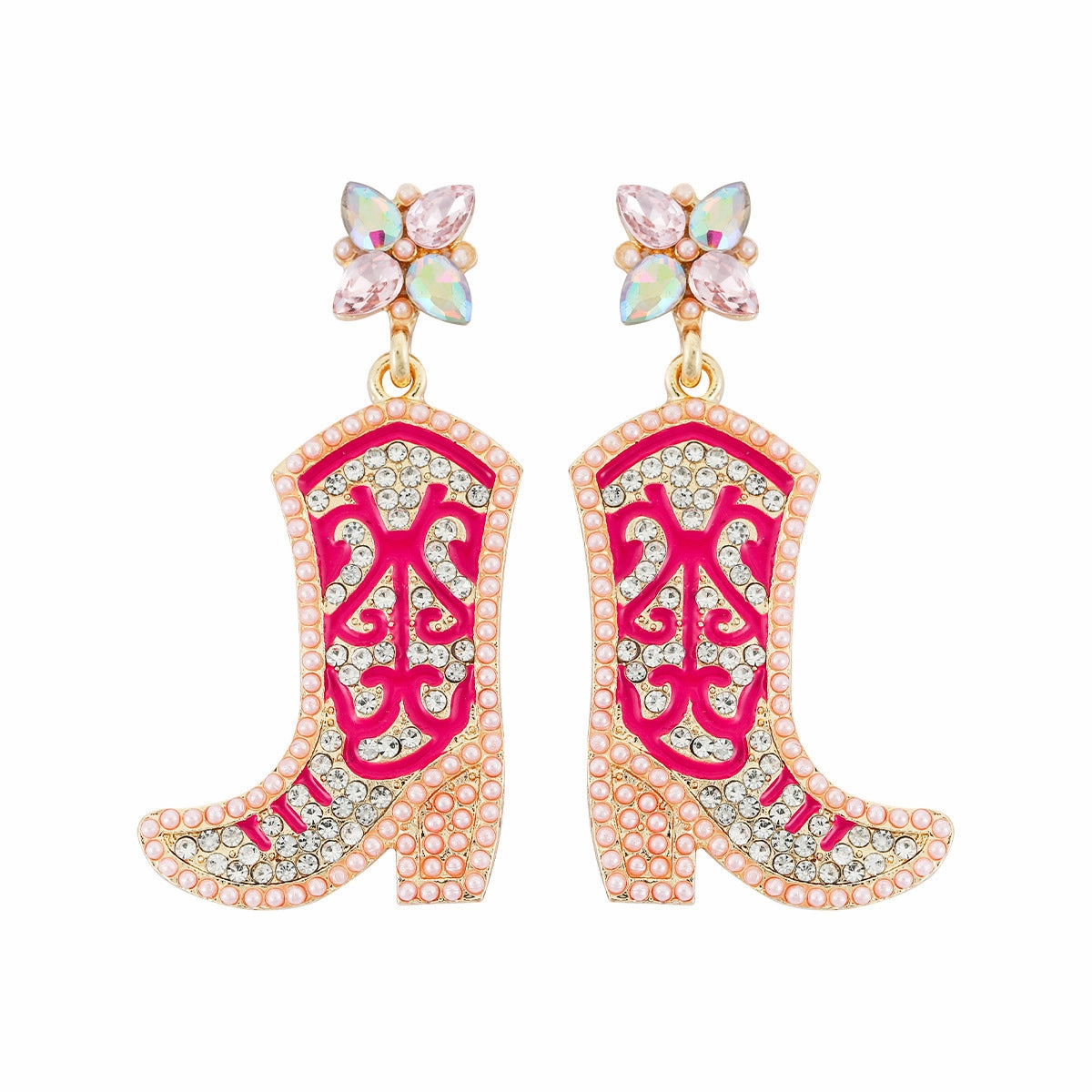 Wholesale Western Cowboy Hat Alloy Christmas Boots Earrings