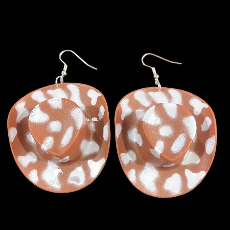 Wholesale Western Cowboy Hat Resin Earrings