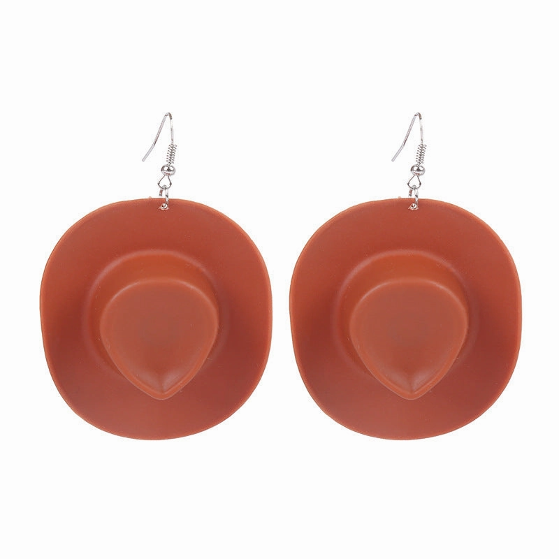 Wholesale Western Cowboy Hat Resin Earrings