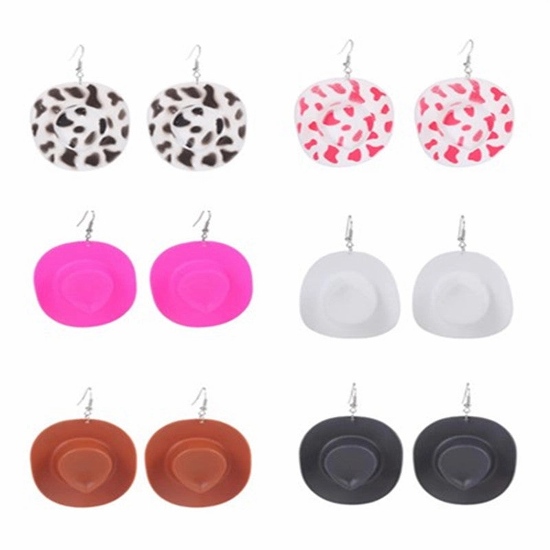 Wholesale Western Cowboy Hat Resin Earrings