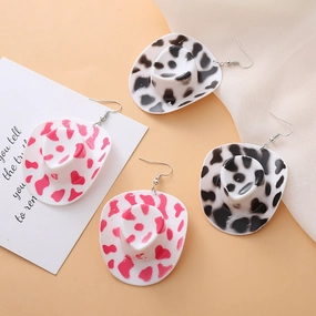 Wholesale Western Cowboy Hat Resin Earrings