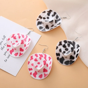 Wholesale Western Cowboy Hat Resin Earrings