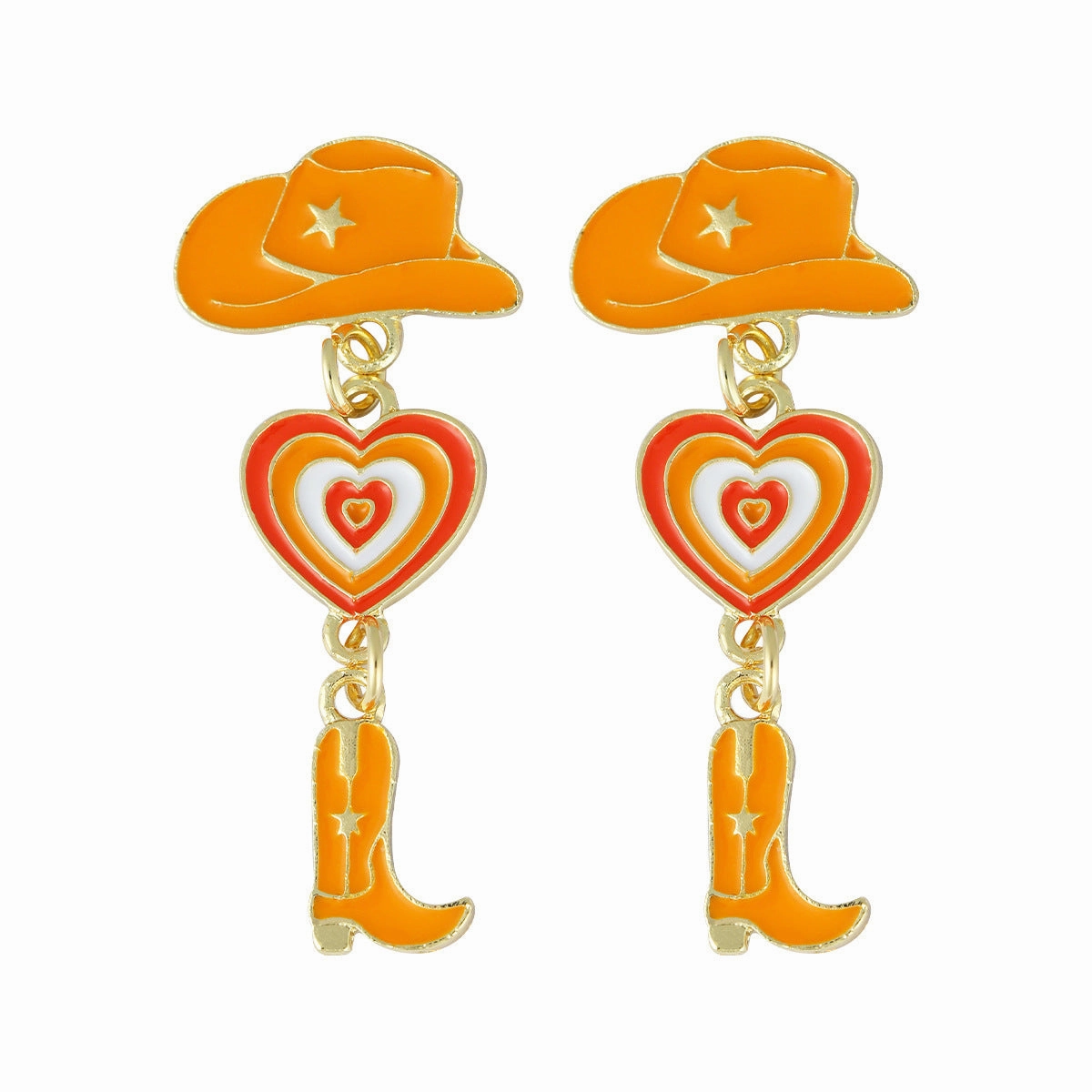 Wholesale Western Cowboy Hats Boots Heart shaped Earrings