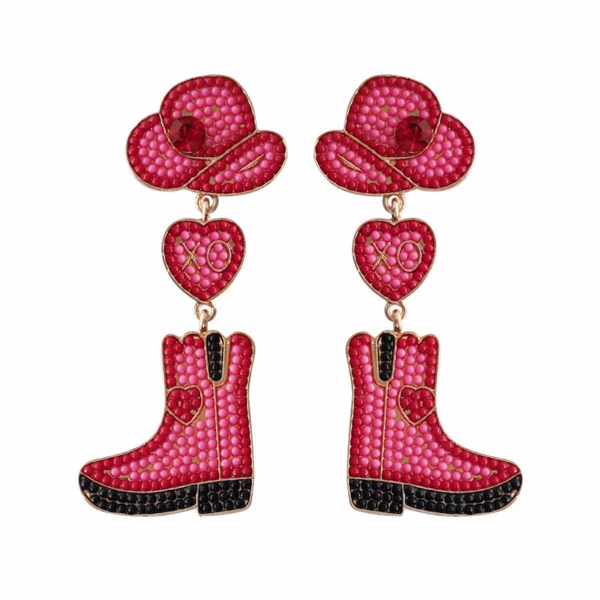 Wholesale Western Cowboy Hats Boots Heart shaped Earrings
