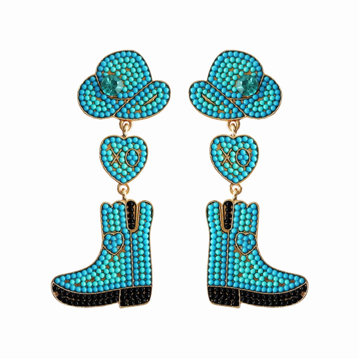 Wholesale Western Cowboy Hats Boots Heart shaped Earrings