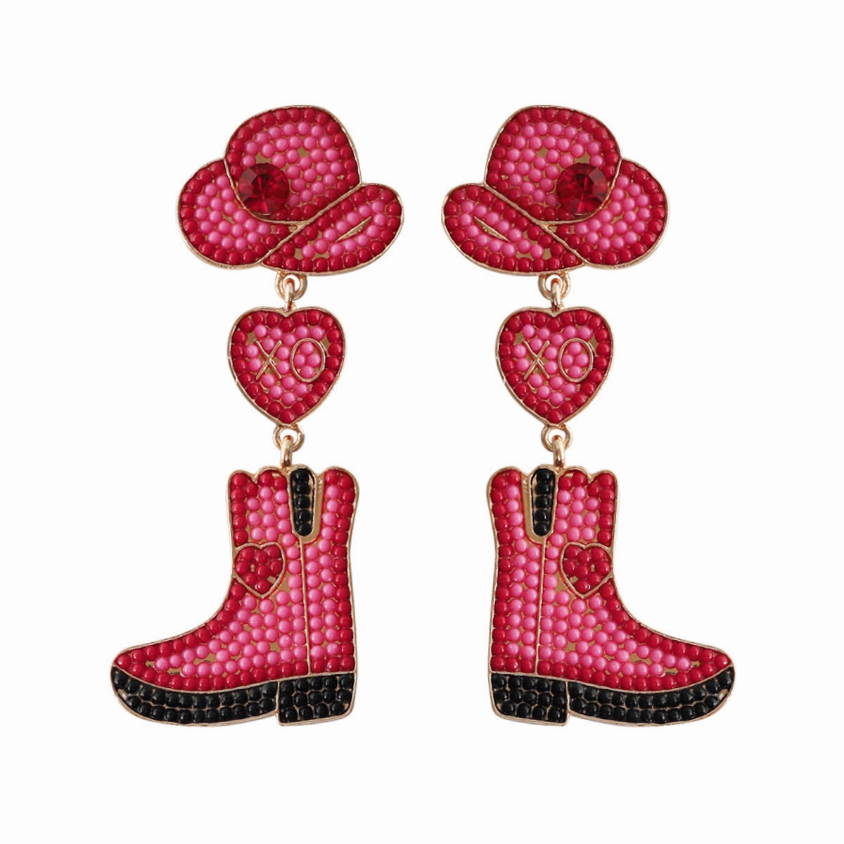 Wholesale Western Cowboy Hats Boots Heart shaped Earrings