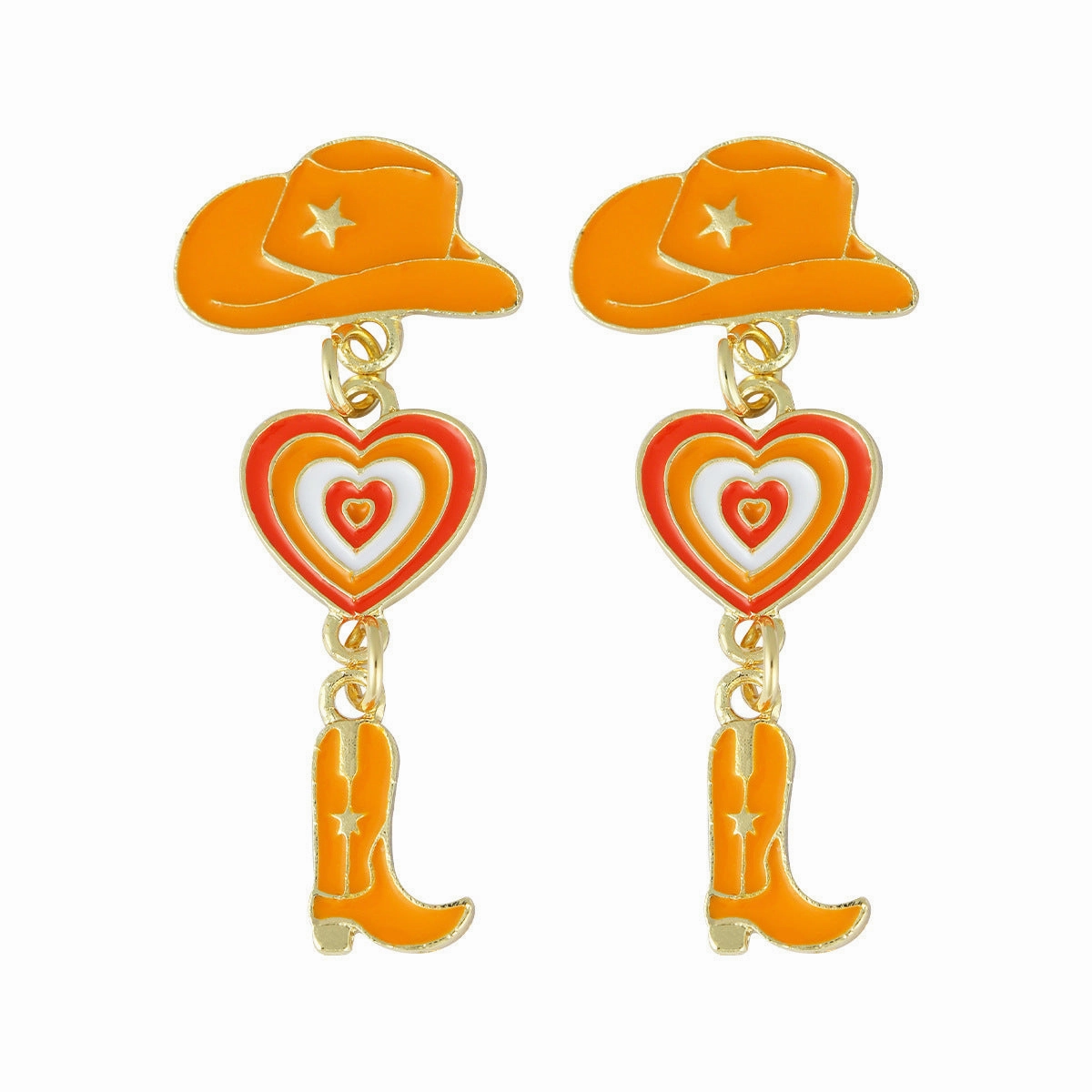 Wholesale Western Cowboy Hats Boots Heart shaped Earrings
