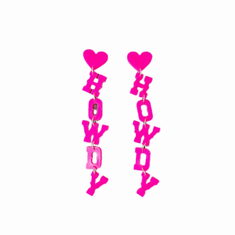 Wholesale Western Cowboy HOWDY Long Letter Acrylic Earrings