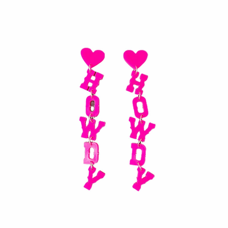 Wholesale Western Cowboy HOWDY Long Letter Acrylic Earrings
