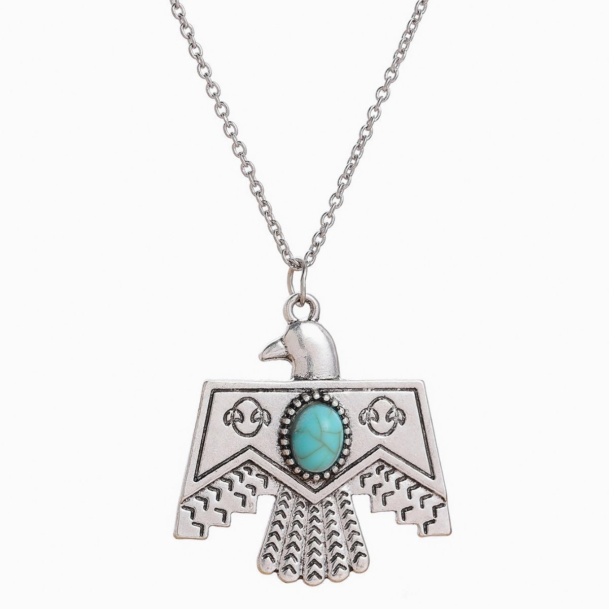 Wholesale Western Denim Alloy Turquoise Eagle Necklace
