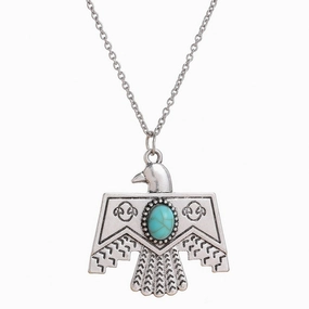 Wholesale Western Denim Alloy Turquoise Eagle Necklace