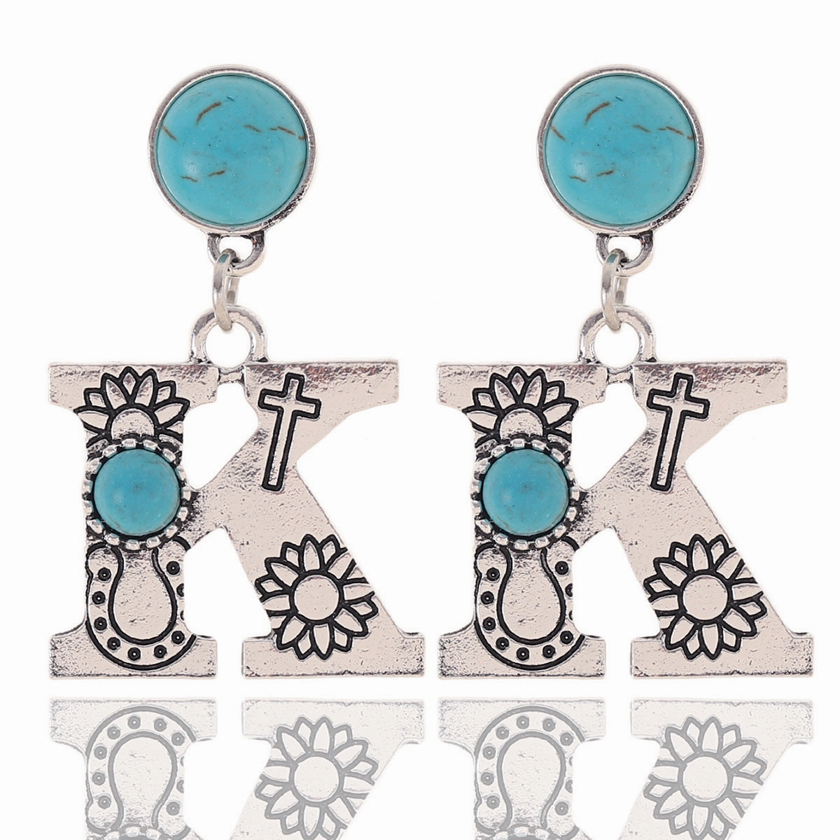 Wholesale Western Denim Sunflower Cactus Alloy Earrings