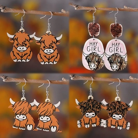 Wholesale Western retro bull head earrings