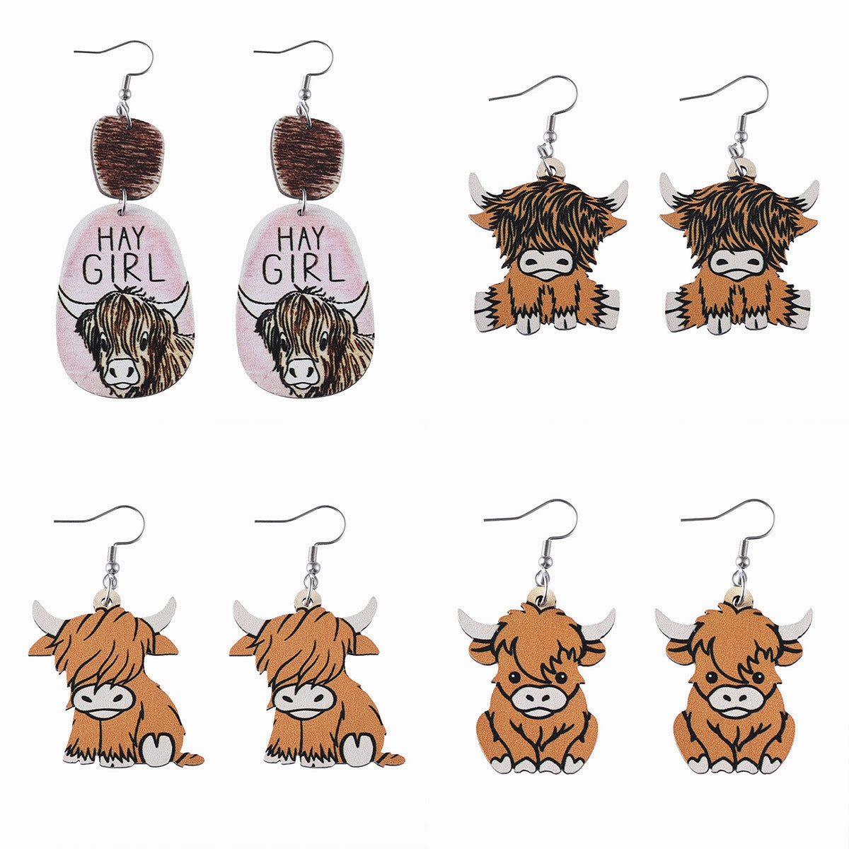 Wholesale Western retro bull head earrings