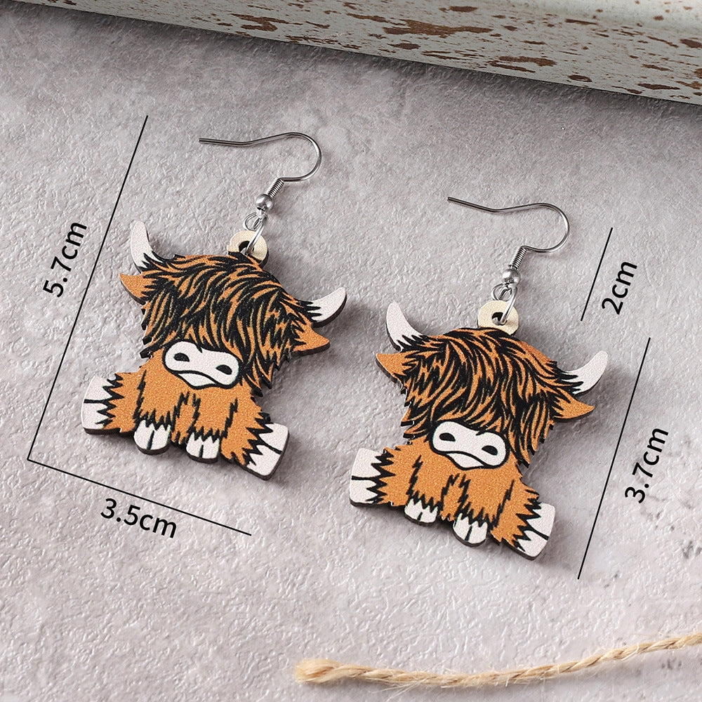 Wholesale Western retro bull head earrings