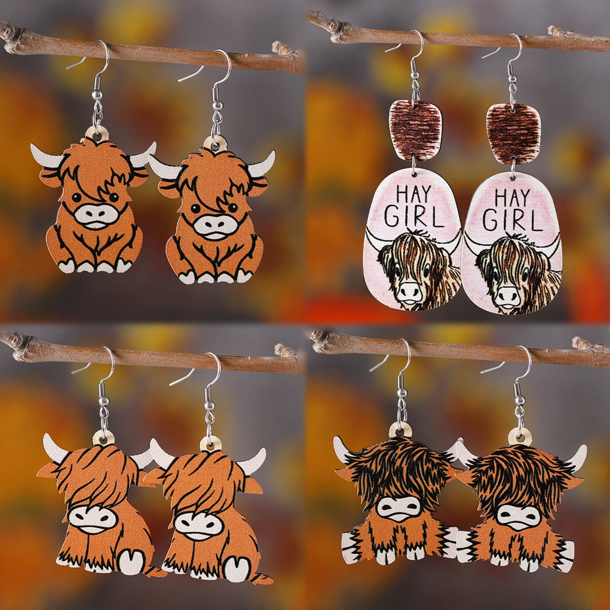Wholesale Western retro bull head earrings
