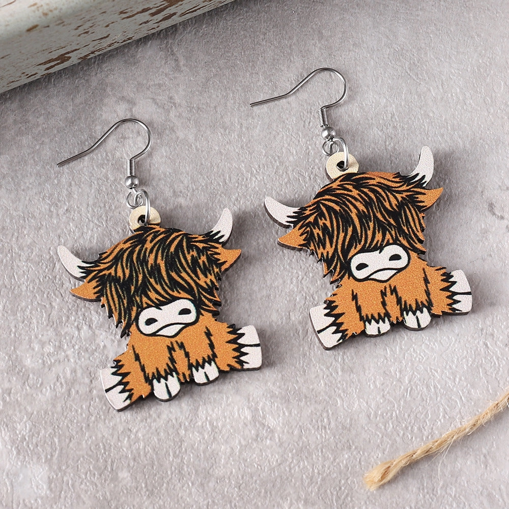 Wholesale Western retro bull head earrings
